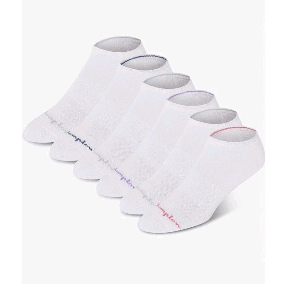 CHAMPION SOCKS WOMEN'S - LOW CUT  WHITE  - SHOE SZ 4-10 PACK 6